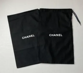 100% Auth Chanel Set of Two Black Shoe/ Small Bag/ Wallet Dust Bags 13"x 7.75"