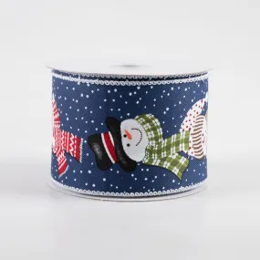 2.5" Snowmen in Scarves Ribbon: Navy (10 Yards)