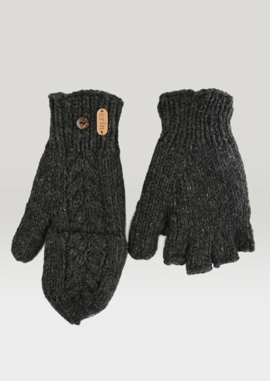 Aran Cable Hunter Gloves | Charcoal