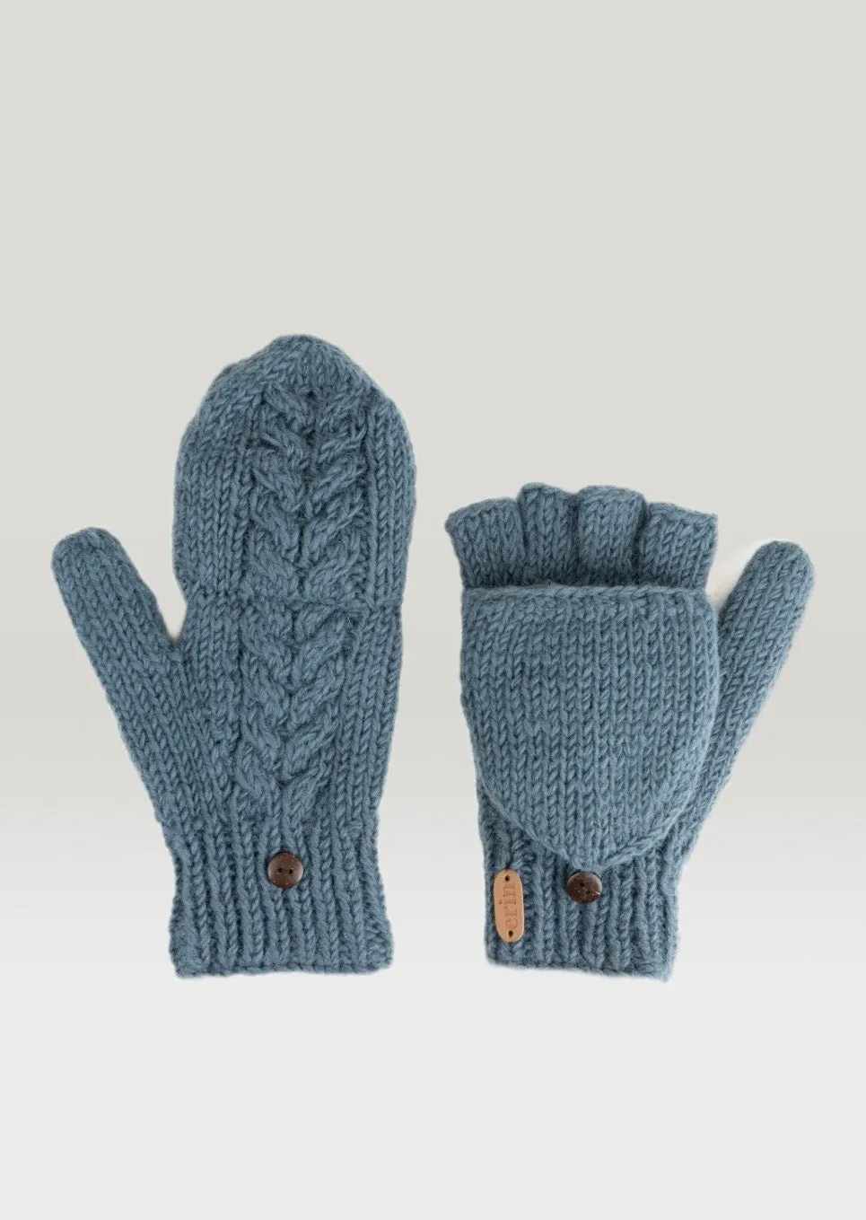 Aran Cable Hunter Gloves | Denim