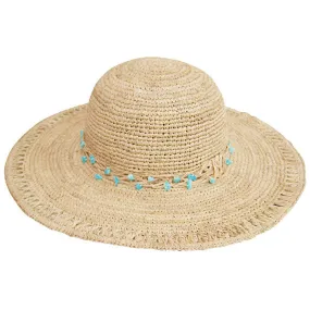 Boardwalk Style - Raffia Sun Hat with Turquoise Beads