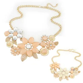 Brilliant quality Women's Resin Flower Choker Bib Statement Collar Chain Necklace Pendant