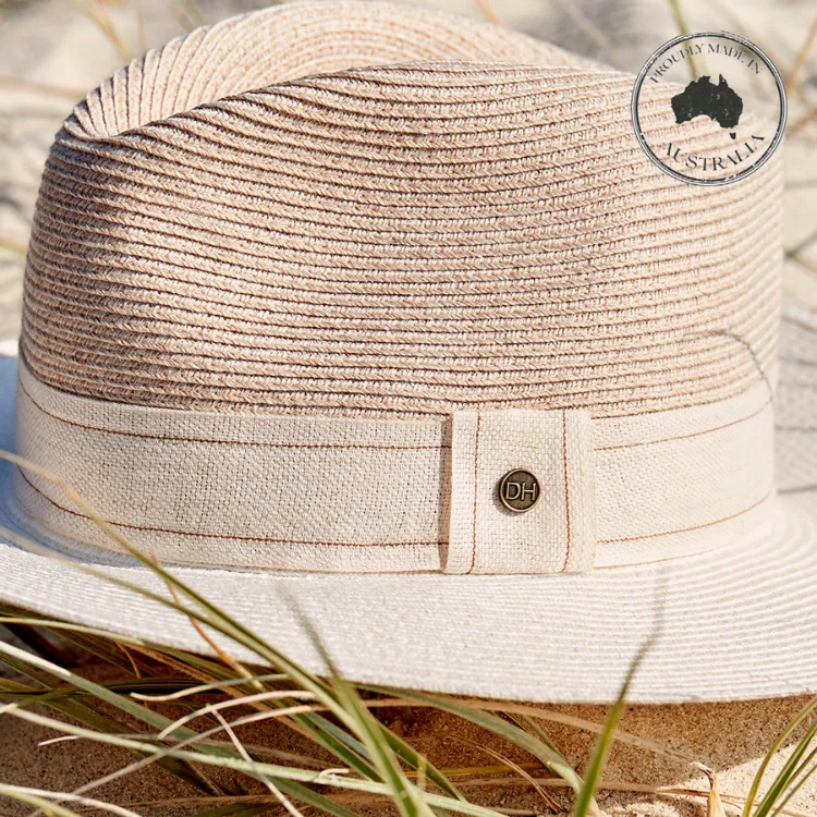 Canopy Bay by Deborah Hutton Peta Fedora - Camel/Ivory