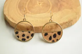 Cheetah Print Animal Gold Statement Earrings