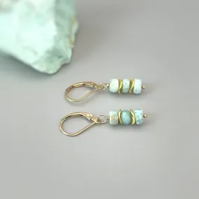 Dainty Larimar Earrings, Gold, Sterling Silver, Rose Gold