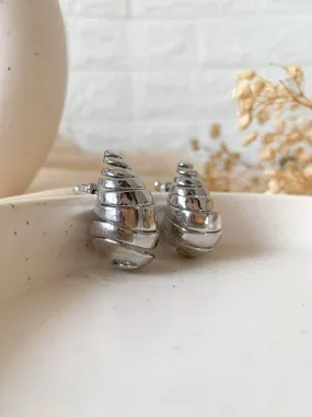 Dome Drop Earrings Silver