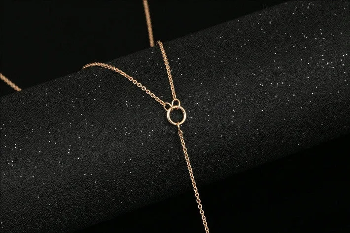 Double Fair Anti Allergy Hot Sale Y Style Chain Long Necklaces & Pendants Rose Gold Plated Strip Bar Jewelry For Women