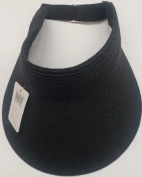 Fabiola -- Women's Paper Straw Visor -- Black