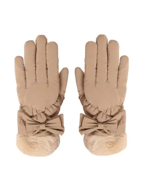 FabSeasons Water-Resistant Touchscreen Beige Winter Gloves for Girls and Women: Fits 10 Years & Above