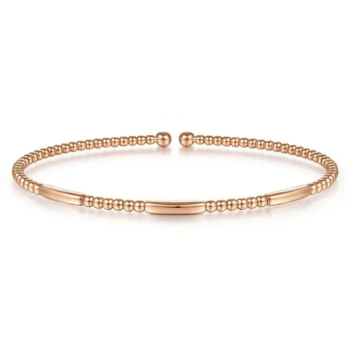 Gabriel & Co. Rose Gold Bujukan Bead Open Bangle