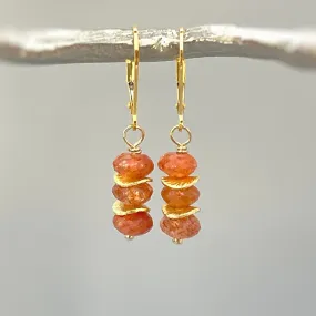 Gold Sunstone Earrings Dangle