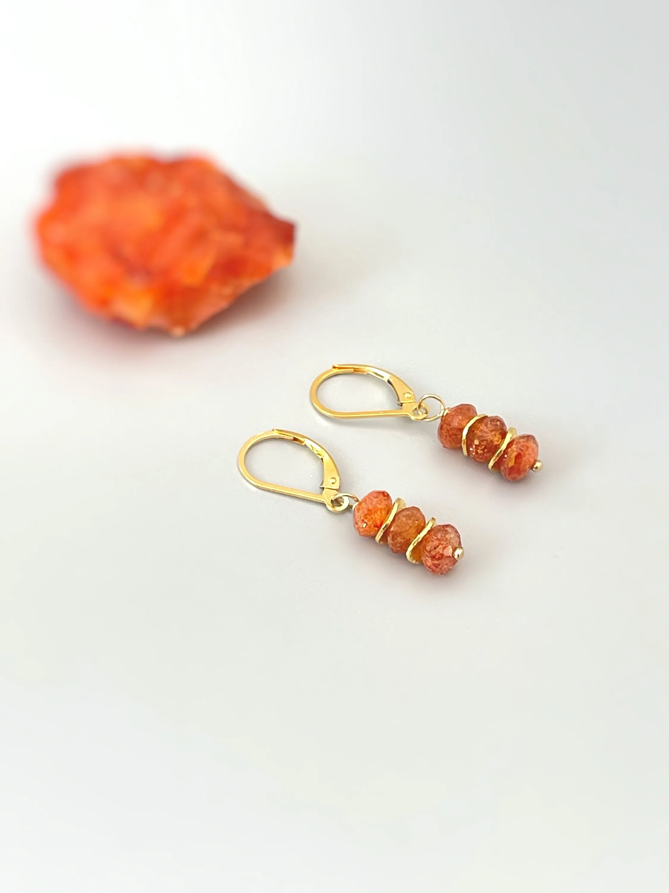 Gold Sunstone Earrings Dangle