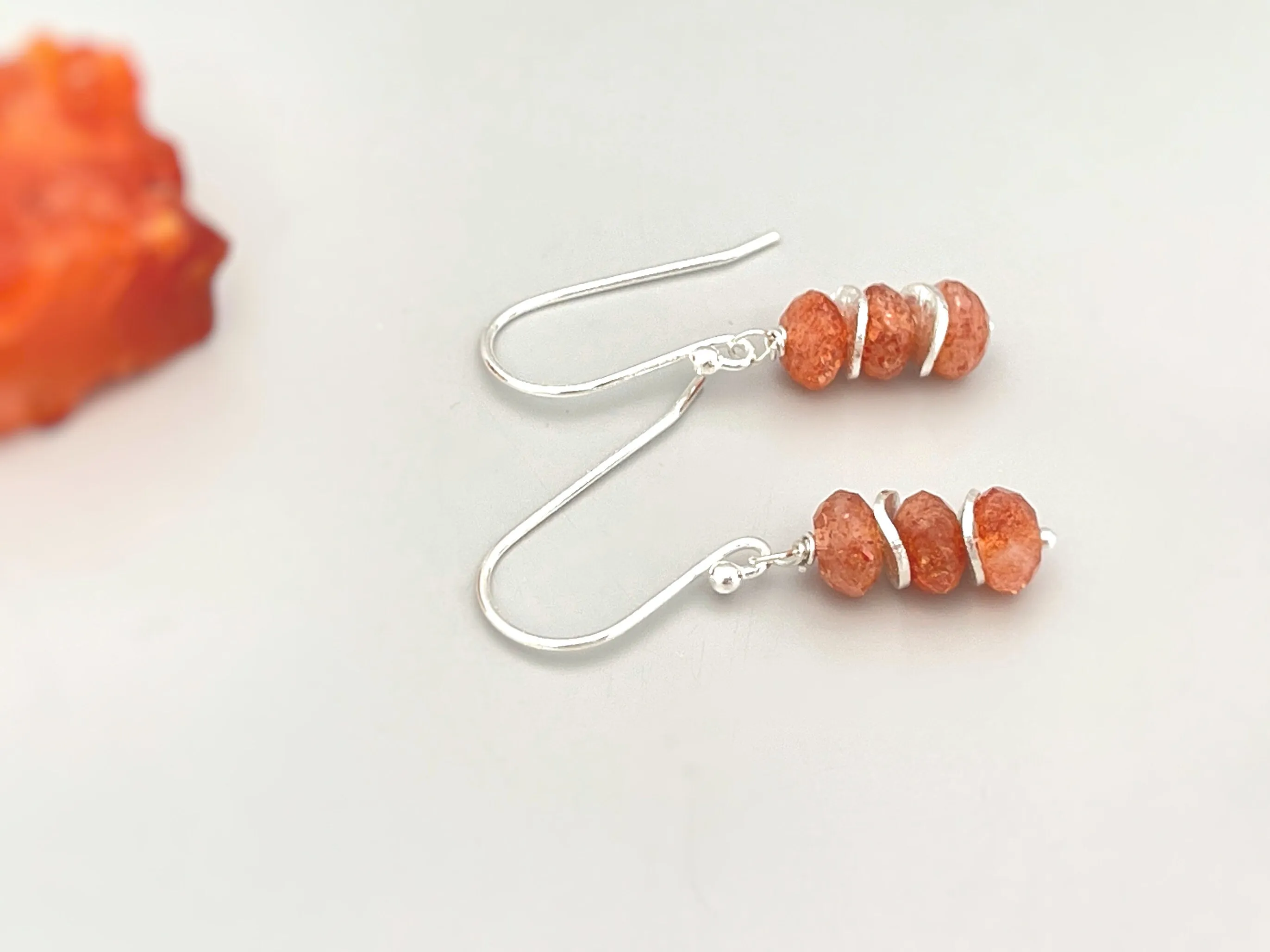 Gold Sunstone Earrings Dangle