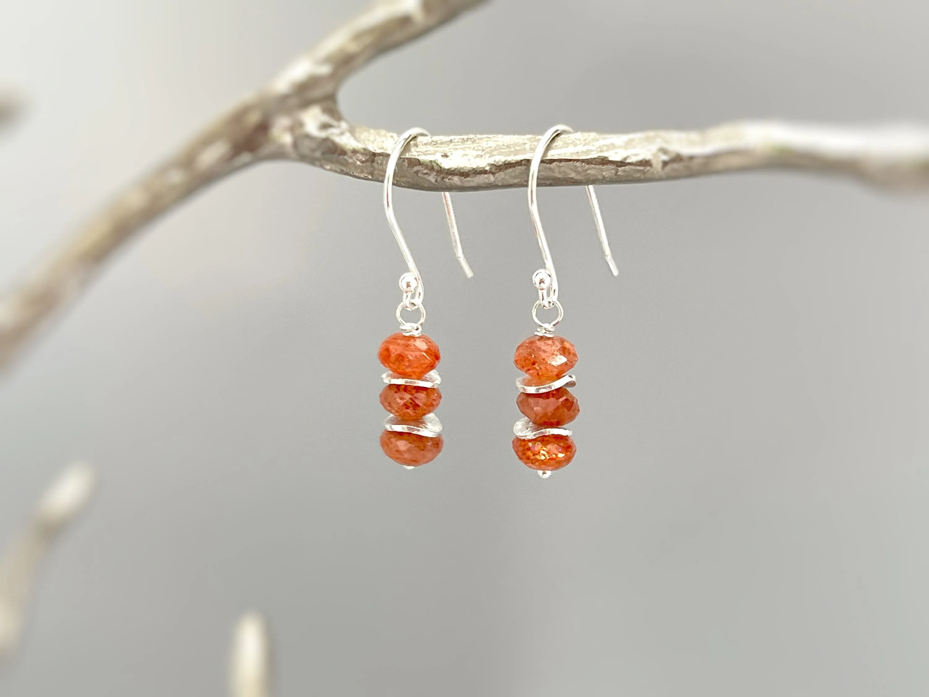 Gold Sunstone Earrings Dangle