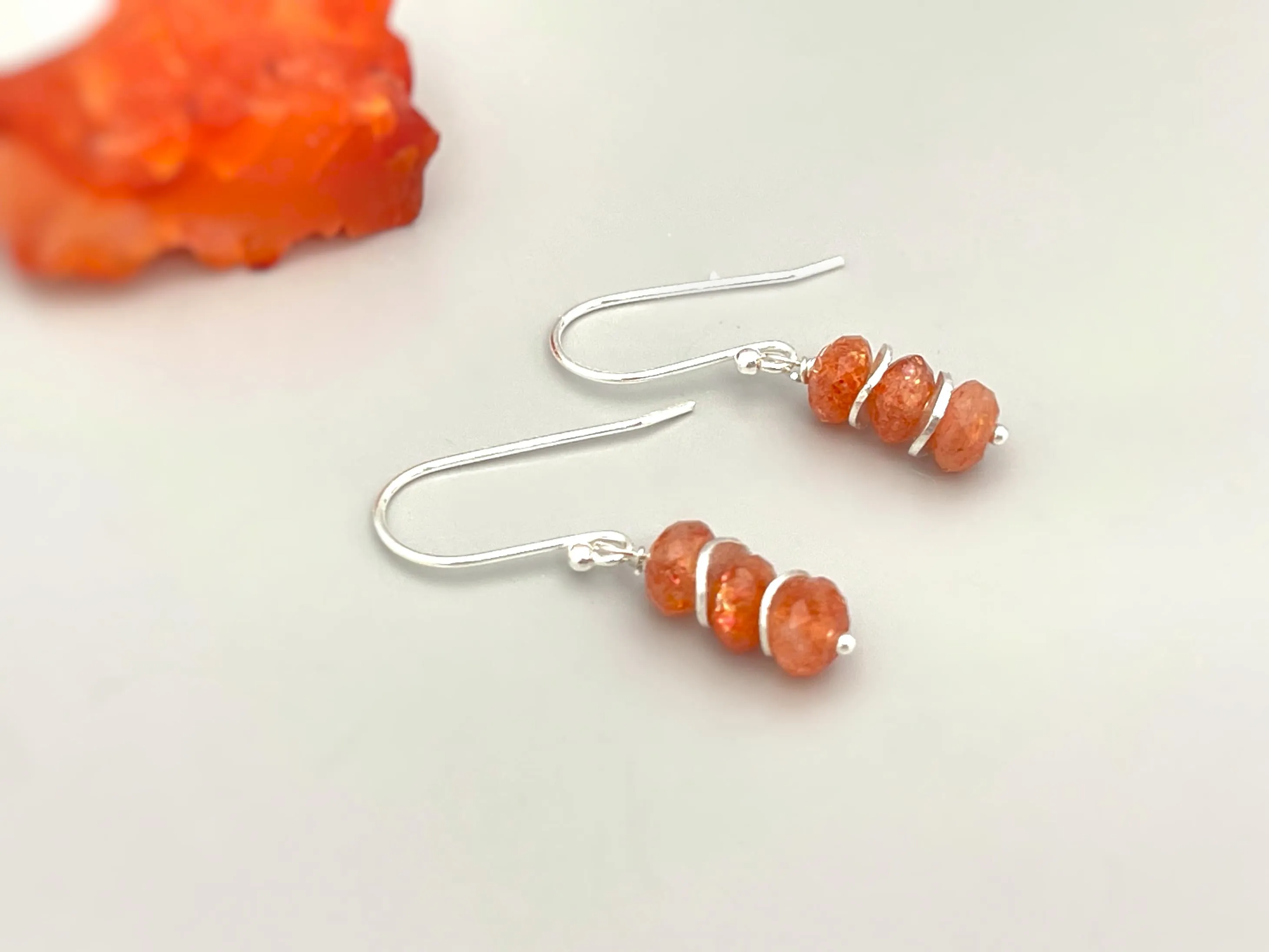 Gold Sunstone Earrings Dangle