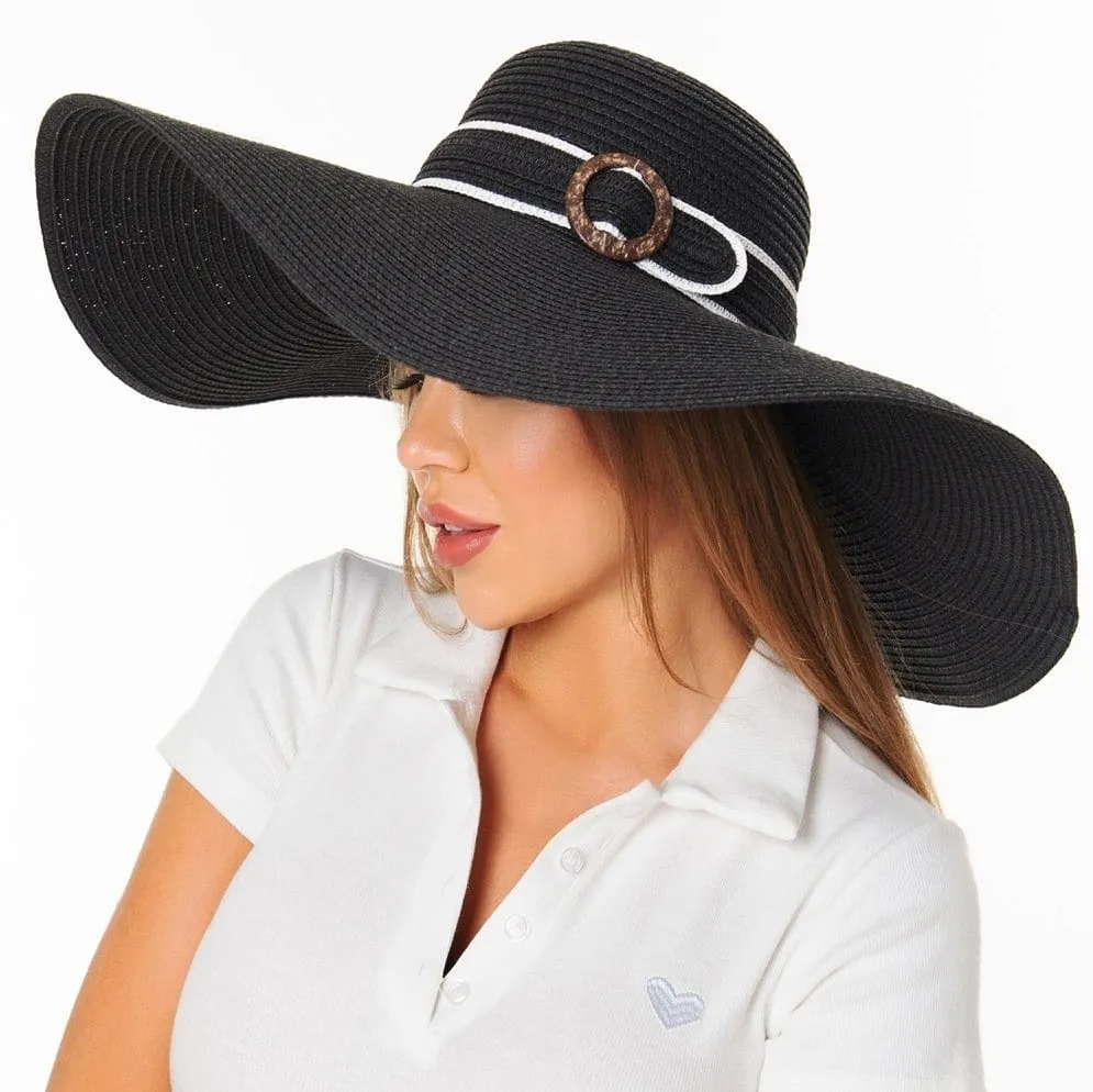 H3110 Buckle Band Straw Beach Sun Hat