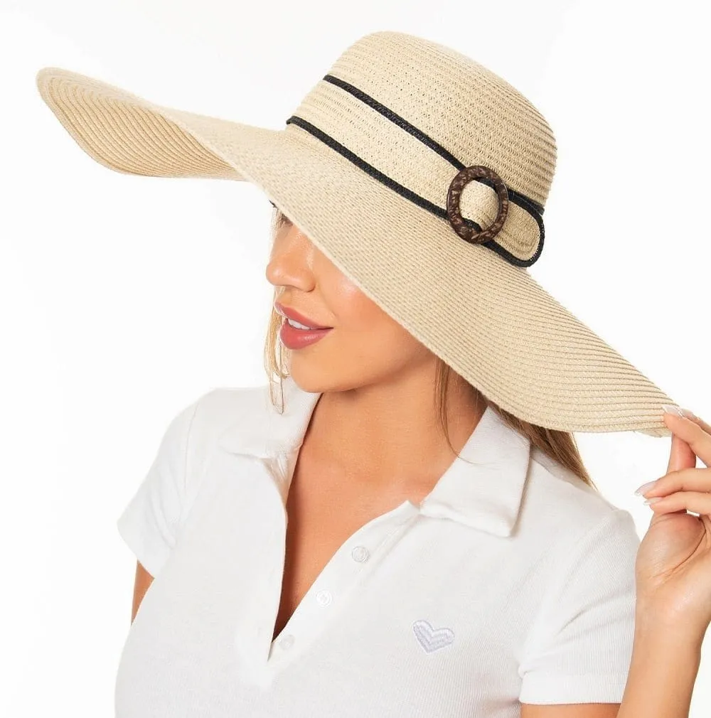 H3110 Buckle Band Straw Beach Sun Hat