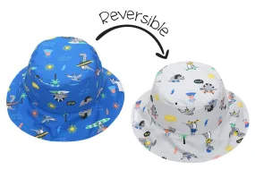 Kids UPF50  Patterned Sun Hat - (M) Dino