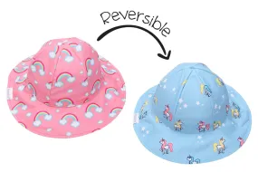 Kids UPF50  Patterned Sun Hat - (S) Rainbow/Unicorn