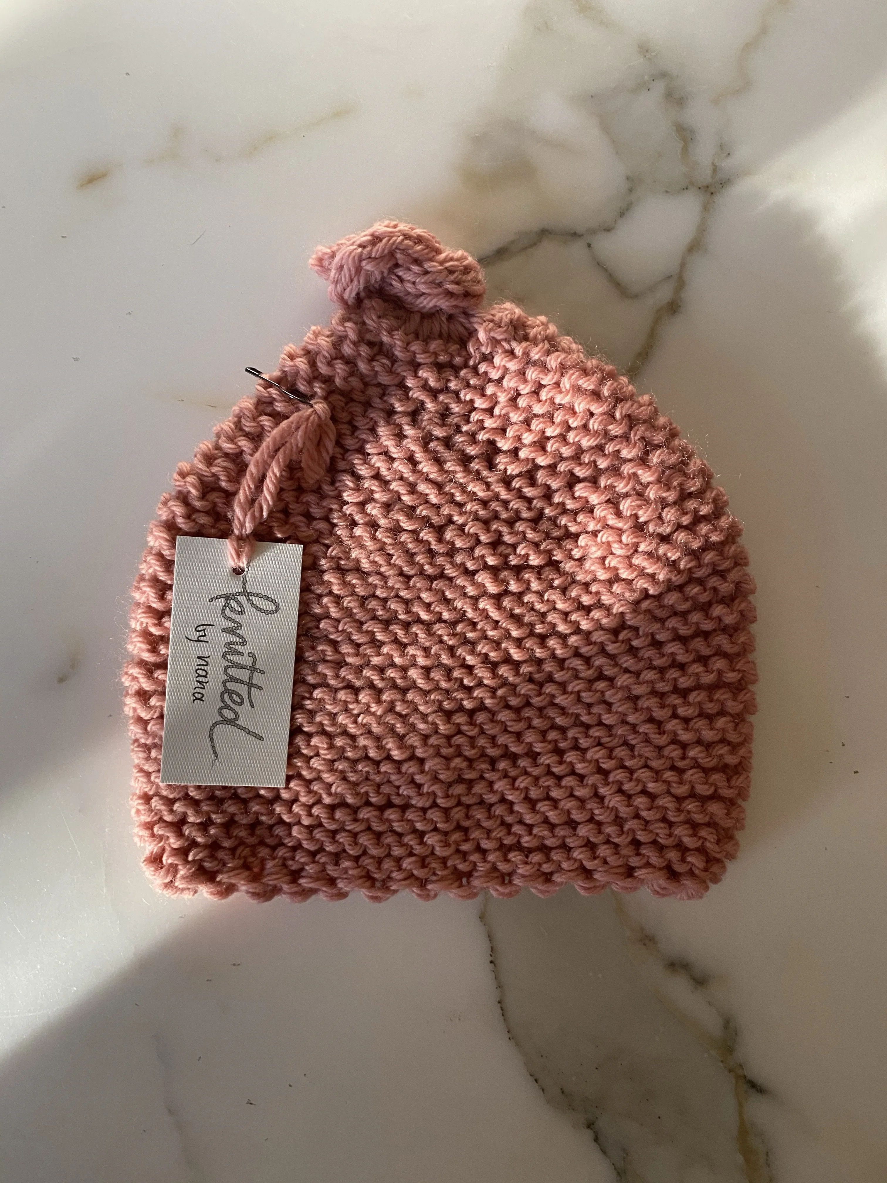 Knitted by Nana Merino Beanie - Rose Petal