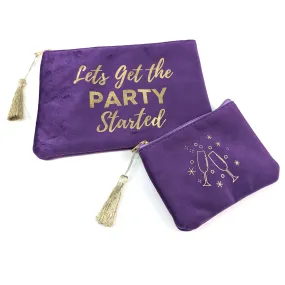 Lets Get the Party Started' Set of 2 Velvet Bags/Purses