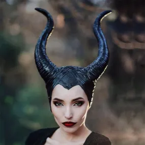 Maleficent Mistress of Evil: Maleficent headpiece Horns Hat Black Queen Cosplay Headdress Halloween Costumes Anime Witch Headdress Party Accessories