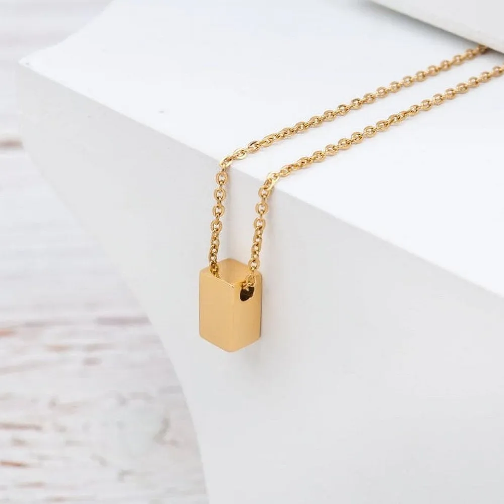 Matching Cube Card Necklace, Matching Mother's Day Gift for Her, Mom and Daughter Jewelry, Mom and Daughter Cube Necklaces [Rose Gold Cube, No-Personalized Card]