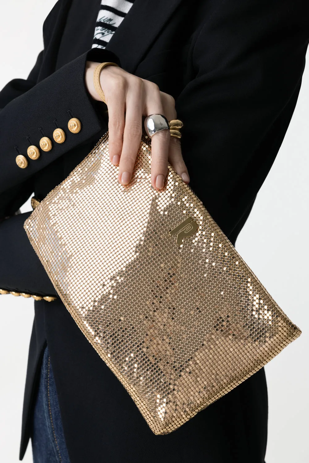 METALLIC WRISTLET CLUTCH - GOLD