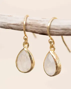 Moonstone Tear Drop Earrings ~ Gold Plated ~ ME188