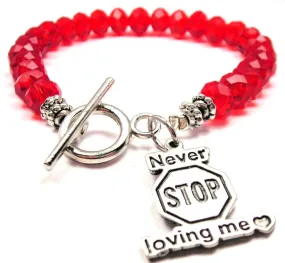 Never Stop Loving Me Crystal Beaded Toggle Style Bracelet