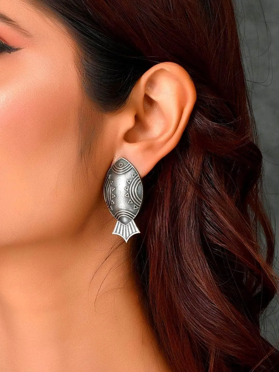 Oxidized Matsya Earring