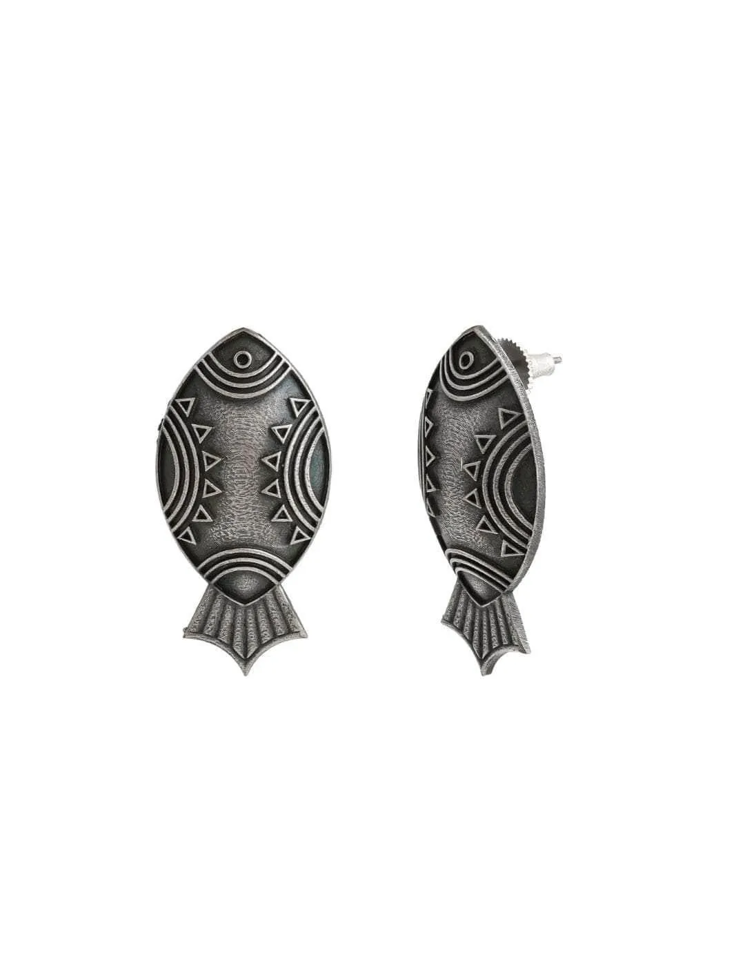 Oxidized Matsya Earring