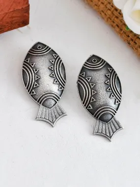 Oxidized Matsya Earring