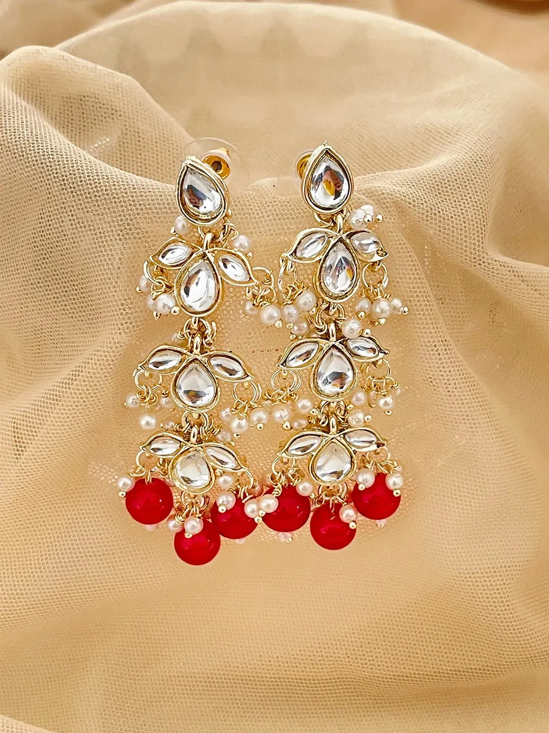 Pearl Beaded Kundan Earrings