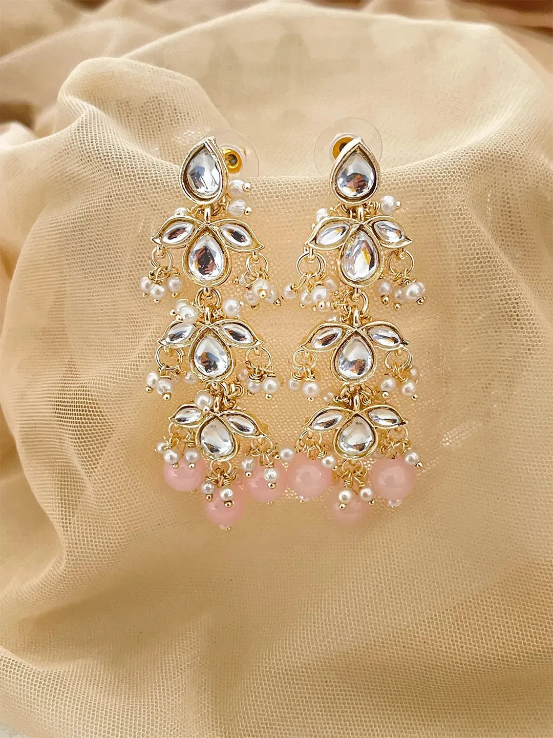 Pearl Beaded Kundan Earrings