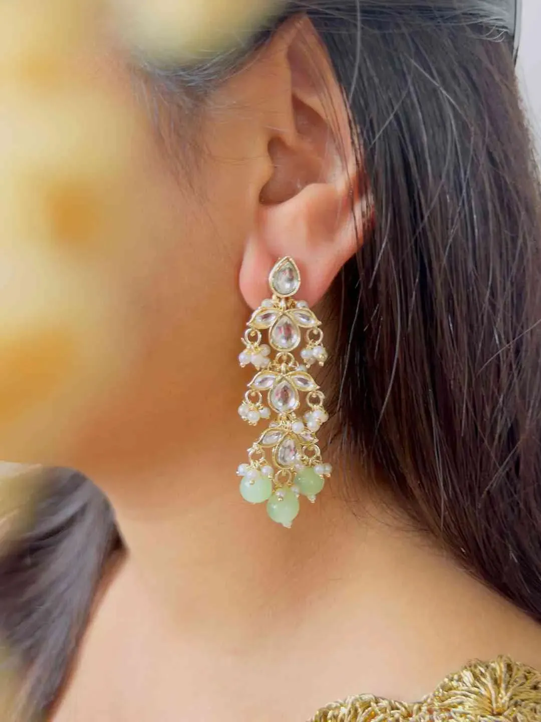 Pearl Beaded Kundan Earrings