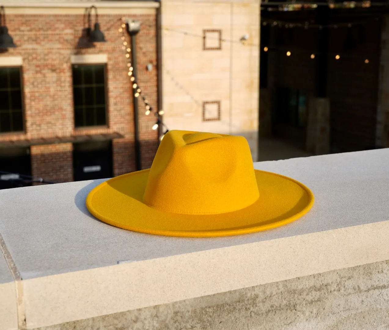 Savannah Wide Brim Fedora - Yellow