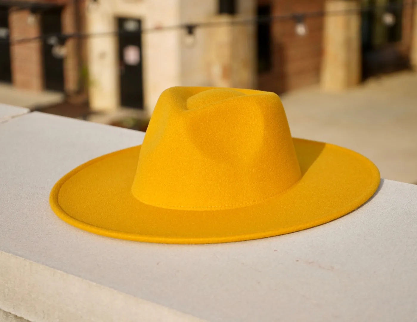 Savannah Wide Brim Fedora - Yellow