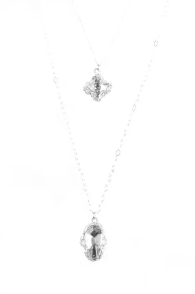 Silver Hamsa and Cross Layering Necklace, Swarovski pendants , Can be worn separately