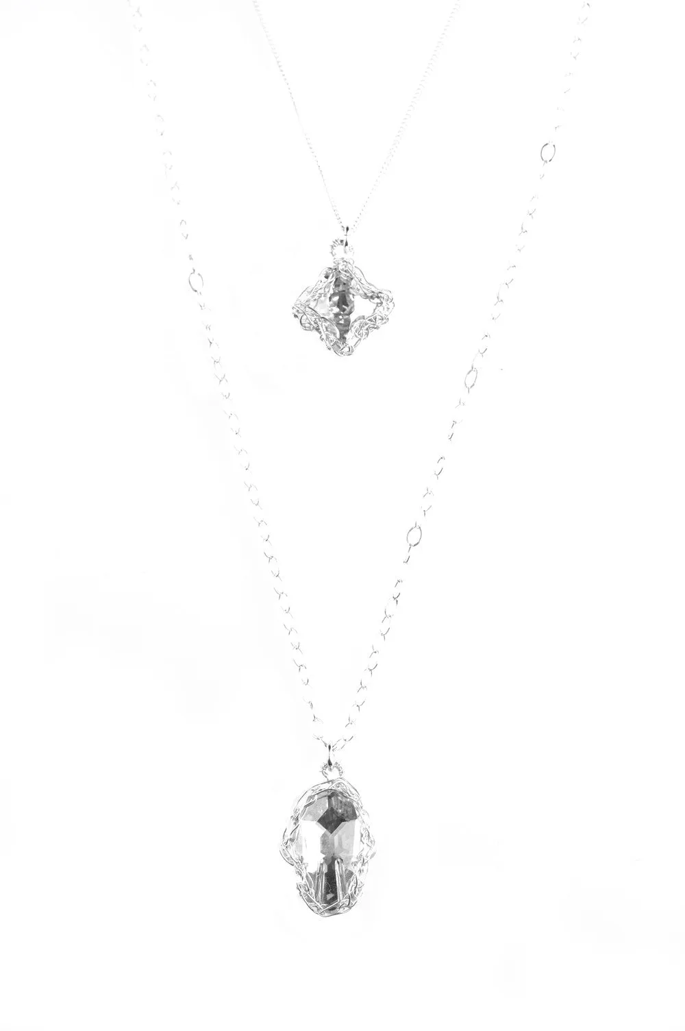 Silver Hamsa and Cross Layering Necklace, Swarovski pendants , Can be worn separately