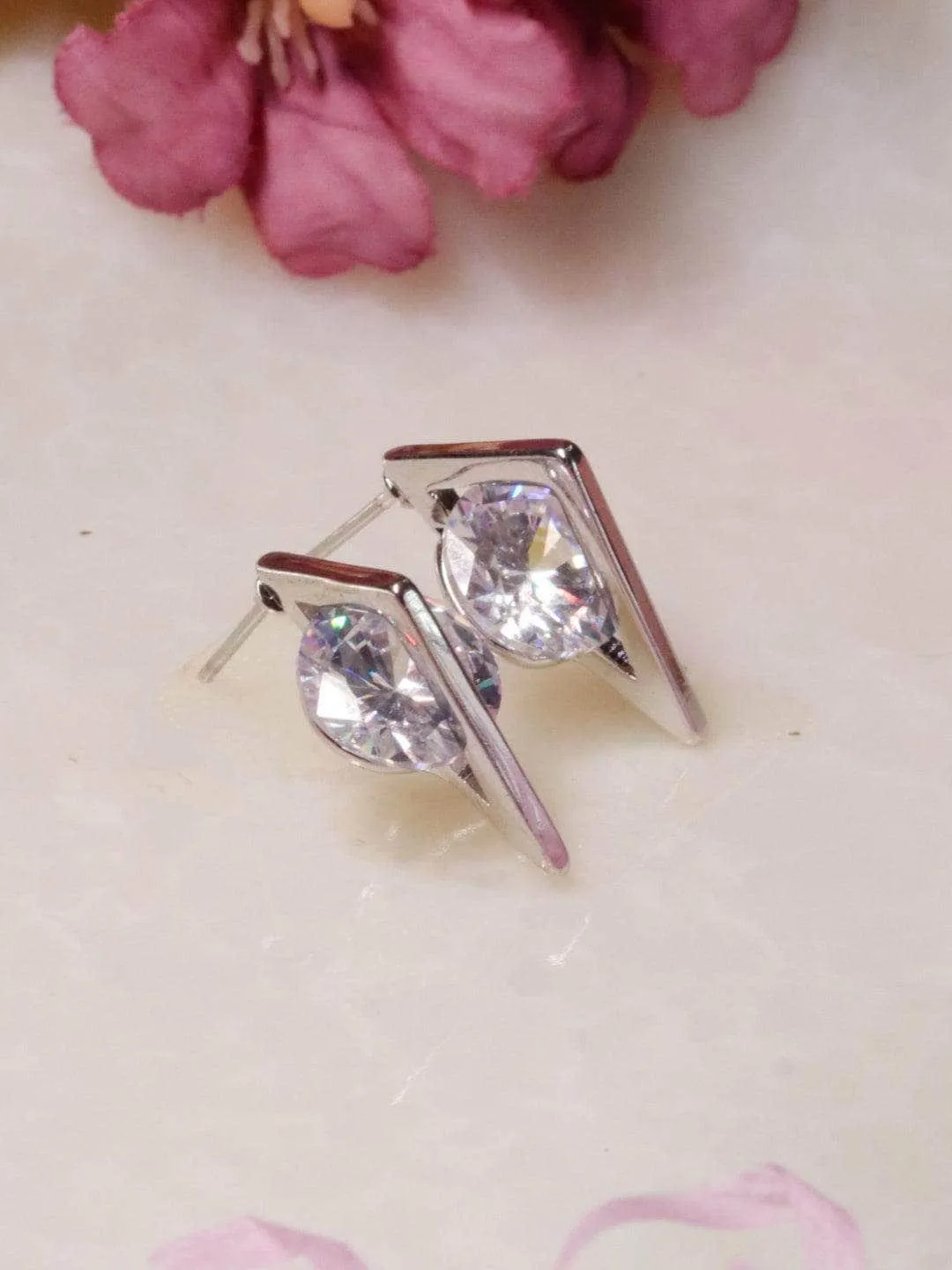 Solitaire Studs Silver