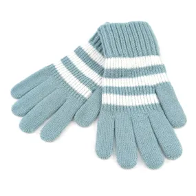 Stripy Children's Gloves (Large) - Blue