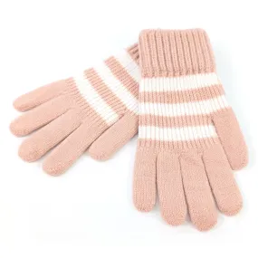 Stripy Children's Gloves (Large) - Pink