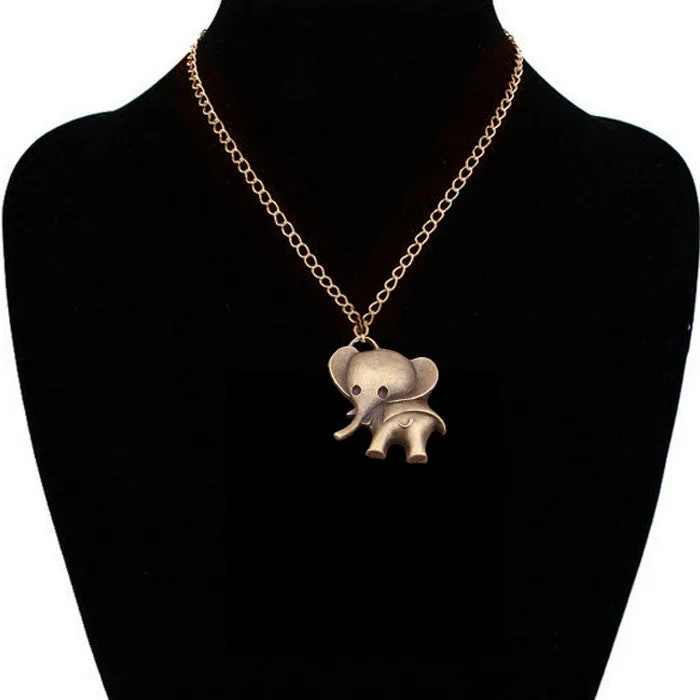 Vintage Gold Crystal Elephant Pendant Necklace Men Retro Silver Long Chain Necklaces Women Jewelry Gift Colares Femininos