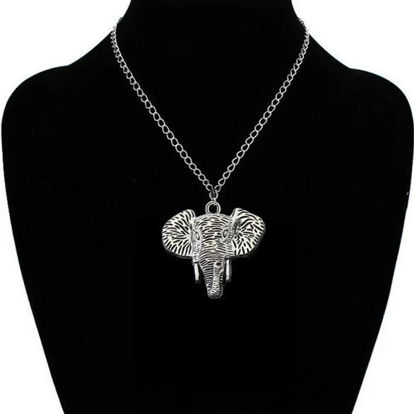 Vintage Gold Crystal Elephant Pendant Necklace Men Retro Silver Long Chain Necklaces Women Jewelry Gift Colares Femininos