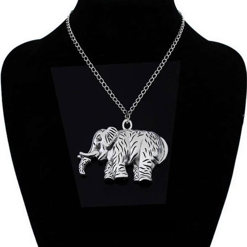 Vintage Gold Crystal Elephant Pendant Necklace Men Retro Silver Long Chain Necklaces Women Jewelry Gift Colares Femininos