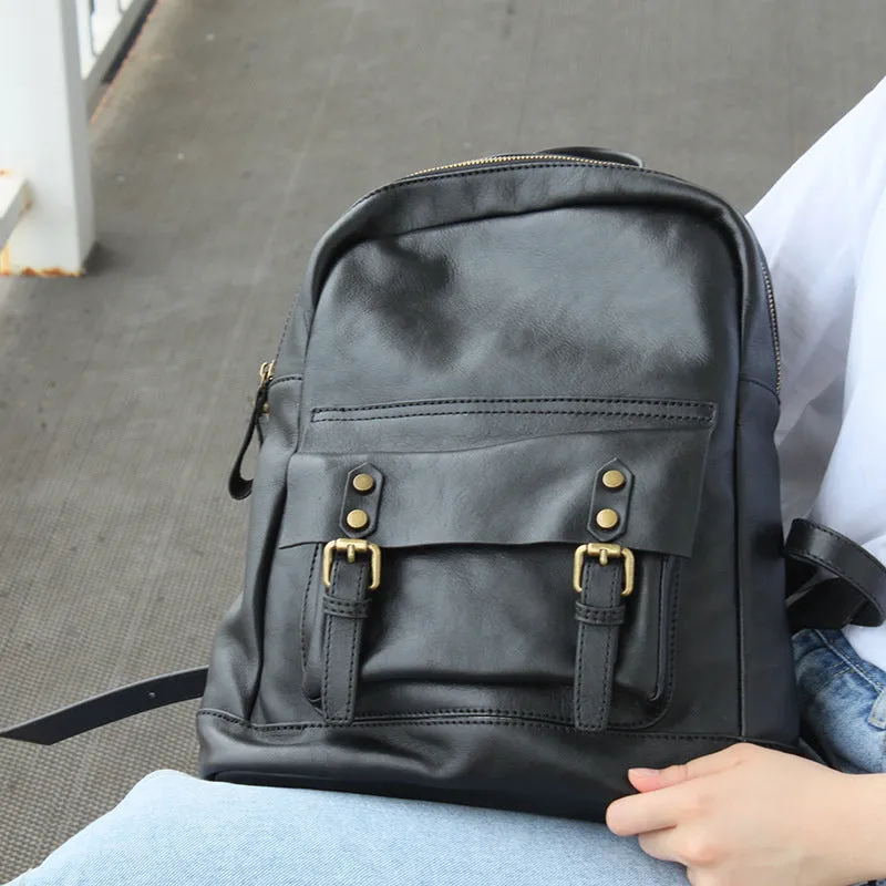 Womens Black Leather Backpack Bags Rucksack Purse For Women