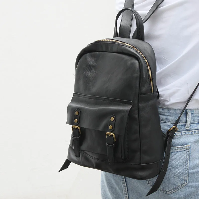 Womens Black Leather Backpack Bags Rucksack Purse For Women