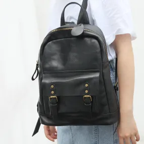 Womens Black Leather Backpack Bags Rucksack Purse For Women