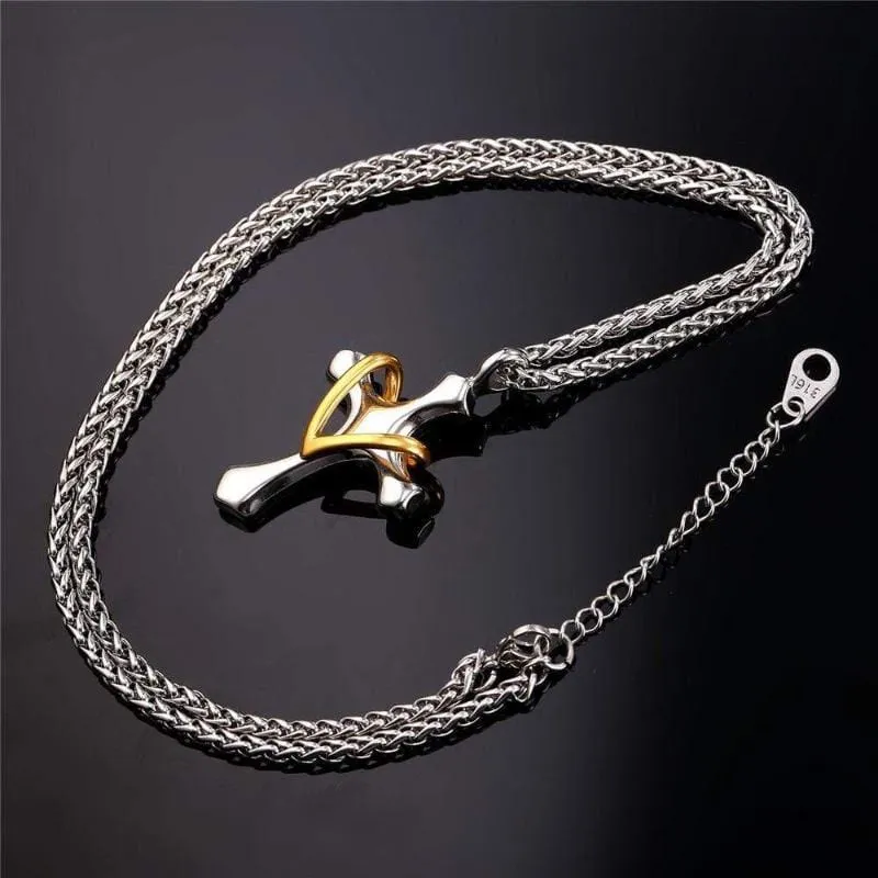 Women's Christian Necklace <br>Heart Cross